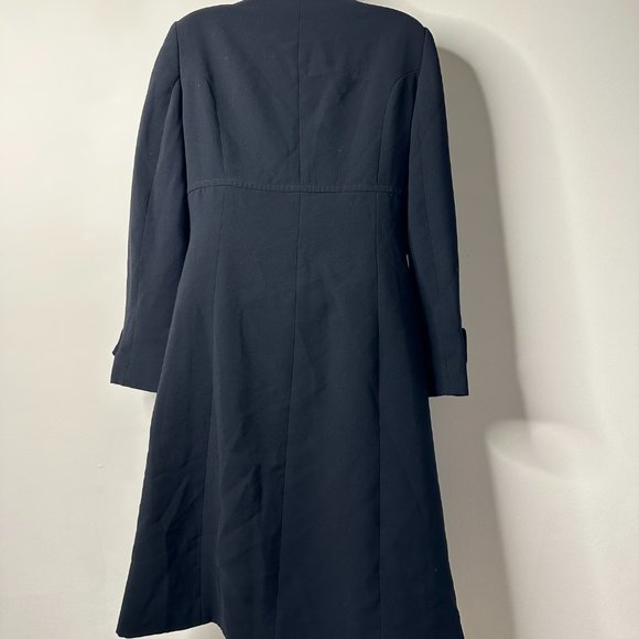 Kasper Black Long Trench Coat Size 6 - Picture 4 of 6